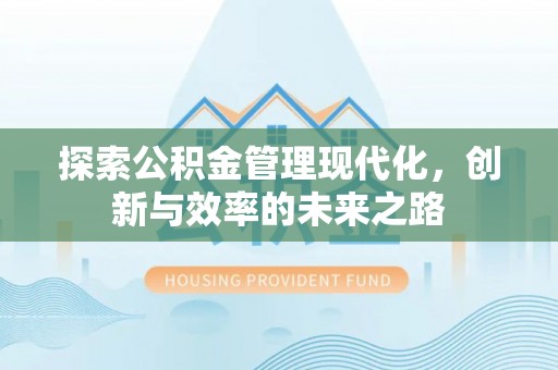 颍上探索公积金管理现代化，创新与效率的未来之路